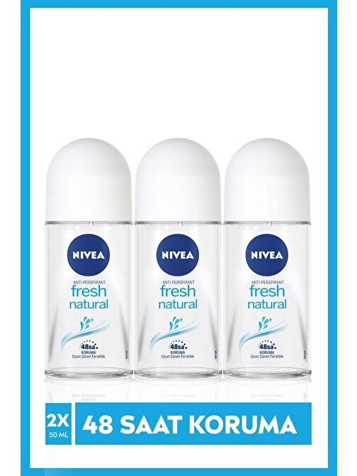 NIVEA Kadın Roll-On Deodorant Fresh Natural 50 ml x3 Adet ,48 Saat Deodorant Koruması, Eşsiz & Fresh Koku