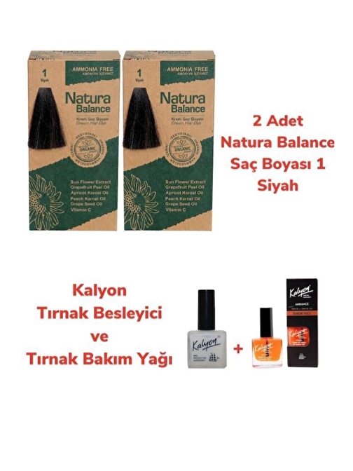 Natura Balance Saç Boyası 1 Siyah 2 Adet + Kalyon Tırnak Besleyici Ve Bakım Yağı