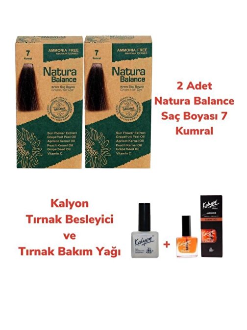 Natura Balance Saç Boyası 7 Kumral 2 Adet + Kalyon Tırnak Besleyici Ve Bakım Yağı