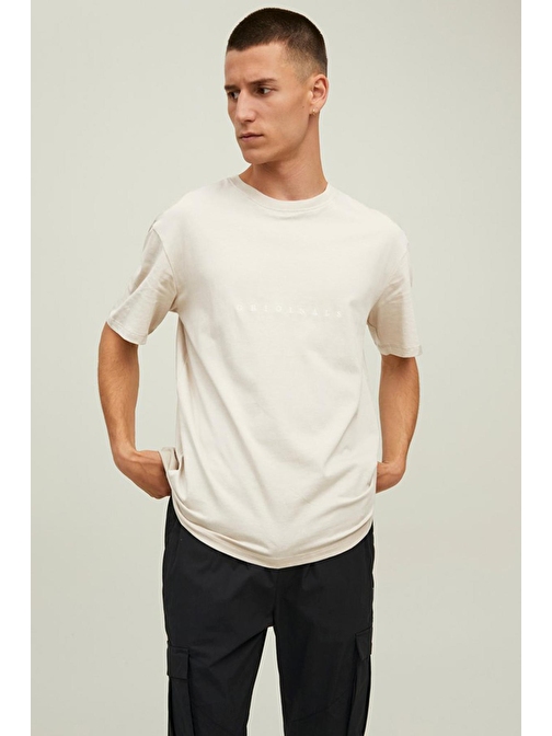 Jack&Jones O Yaka Bej Erkek T-Shirt 12176780