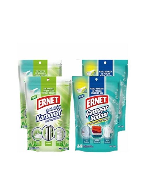 Ernet Temizlik Için Karbonat 1.5 kg x 2 + Çamaşır Sodası 2 kg x 2