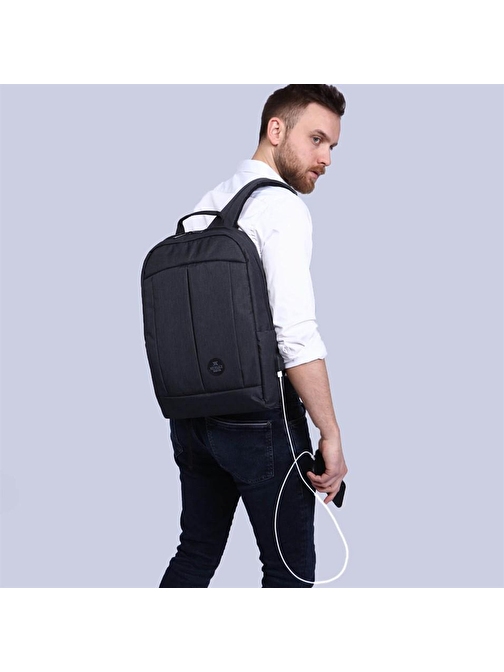 My Valice Smart Bag Galaxy Usb Şarj Girişli Notebook Sırt Çantası Füme