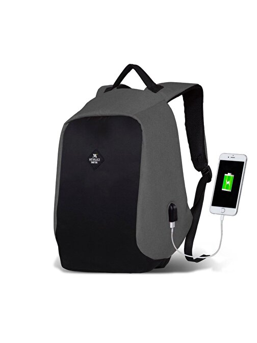 My Valice Smart Bag Secret Usb Şarj Girişli Akıllı Sırt Çantası Gri