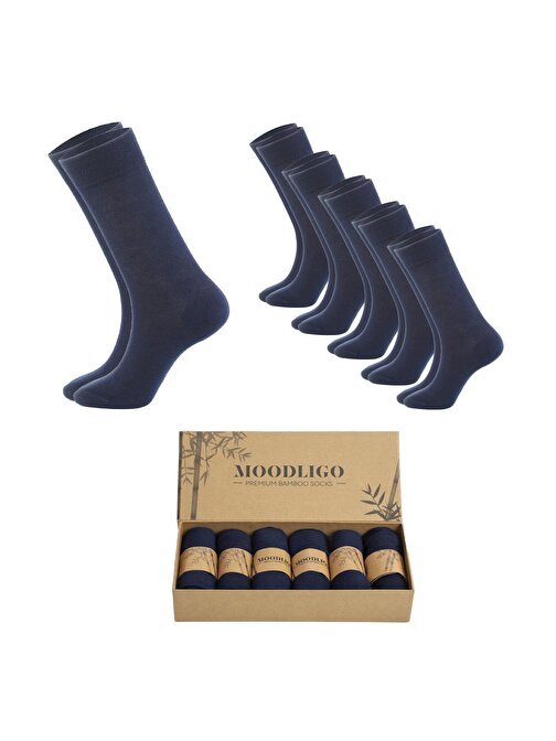 Erkek 6'lı Premium Bambu Soket Çorap - Lacivert - Kutulu
