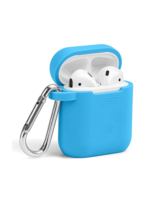 E2M Airpods 1. Nesil Uyumlu Silikon Bluetooth Kulaklık Kılıf Gök Mavisi