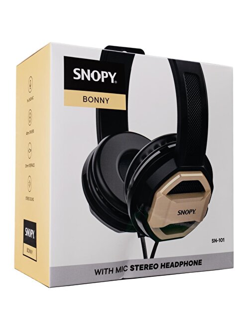 Snopy SN-101 Bonny Kablolu Gürültü Önleyici Mikrofonlu Kulak Üstü Kulaklık Gold