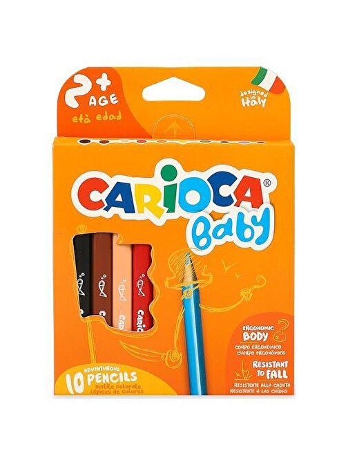 Carioca 42819 Jumbo Bebek Üçgen Kuru Boya Kalemi +2 Yaş 10'lu Çok Renkli