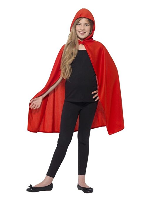 Parti Cadılar BAyramı Halloween Kapişonlu Kırmızı Pelerin 90 cm