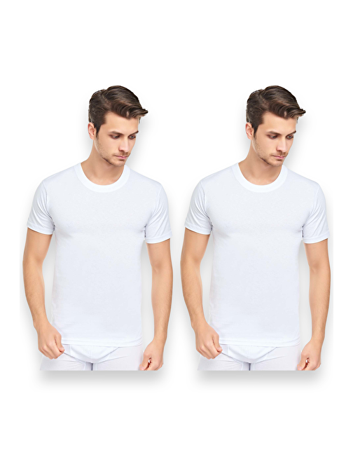 Erkek 2'li Slim Fit Sıfır Yaka Fanila T-Shirt