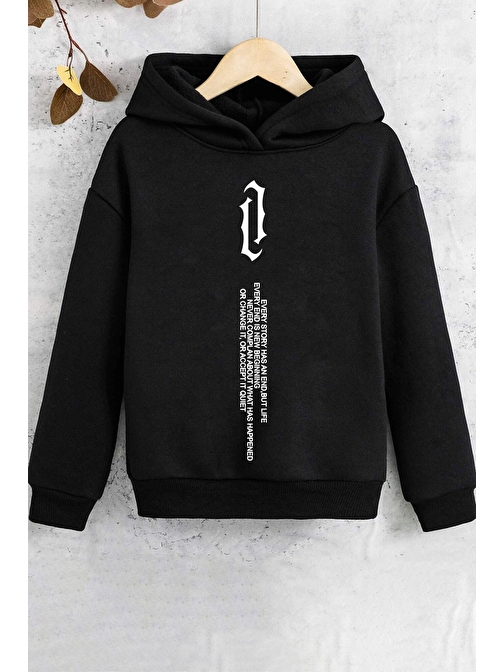 Unisex Çocuk Aleman Rapero Baskılı Kapüşonlu Sweatshirt