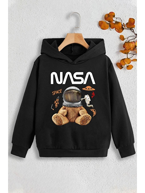 Unisex Çocuk Nasabear Baskılı Kapüşonlu Sweatshirt