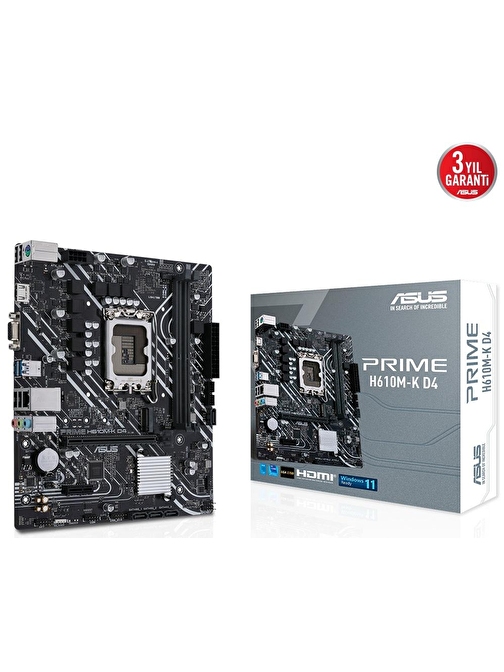 Asus Prime H610M-K LGA 1700 DDR4 3200 MHz mATX Masaüstü Bilgisayar Prime Uyumlu Anakart