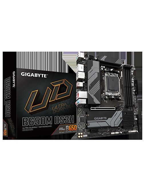 Gigabyte B650M DS3H AM5 DDR5 6400 mhz mATX Masaüstü Bilgisayar AMD Uyumlu Anakart