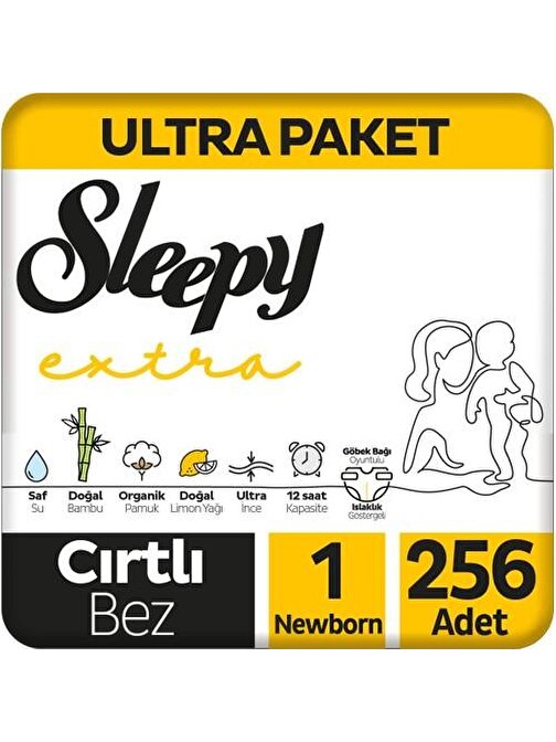 Sleepy Extra Günlük Aktivite 2 - 5 kg 1 Numara Bebek Bezi 256 Adet