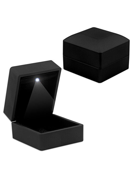 Işıklı Siyah Renk Yüzük/Alyans Kutusu