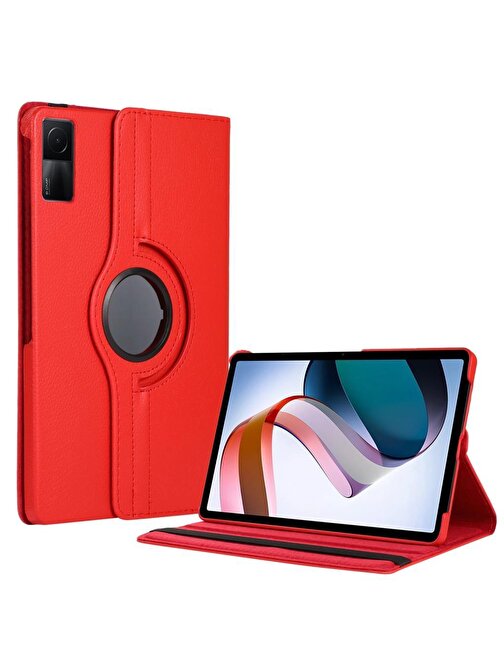 Musal 360 Derece Dönen Standlı Xiaomi Redmi Pad Uyumlu 10.6 inç Tablet Kılıfı Kırmızı