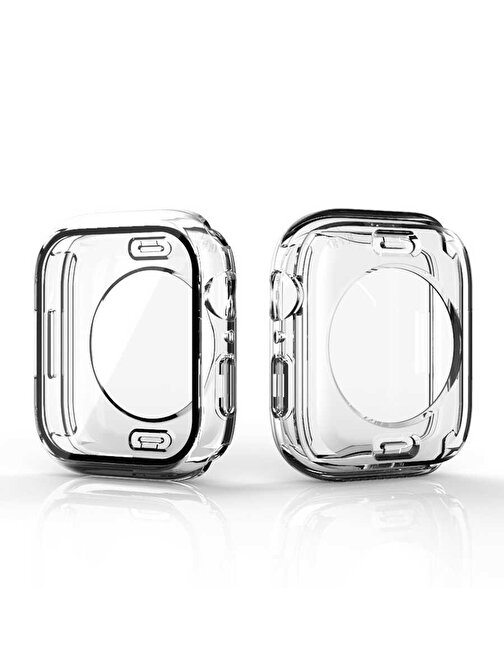 Gpack Apple Watch Se 44 mm Sert Silikon Gard 12 Kasa Ve Ekran 360 Derece Koruma Renksiz