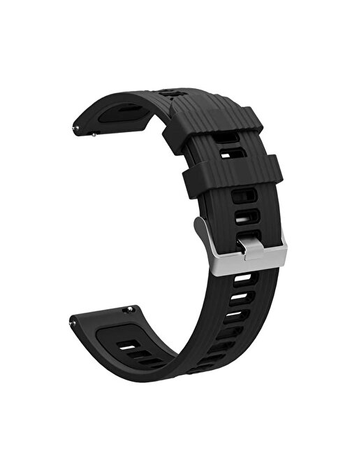 Gpack KRD55 Huawei Watch Gt 3 Delikli Çift Şık Tasarım Akıllı Saat Kordonu Siyah