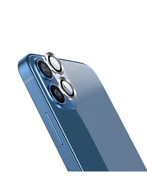 Gpack Apple iPhone 12 Metal Kamera Lens Koruyucu Gümüş