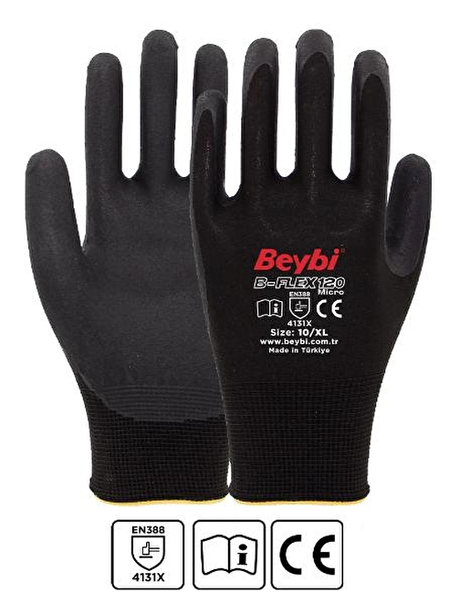 Beybi B-Flex120 10Beden 12Li Micro Köpük Nitril Eldiven 4131X