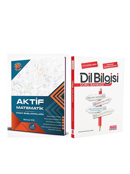 Akm Kitap Aktif TYT Matematik 0 ve AKM Dil Bilgisi Soru Bankası Seti 2 Kitap