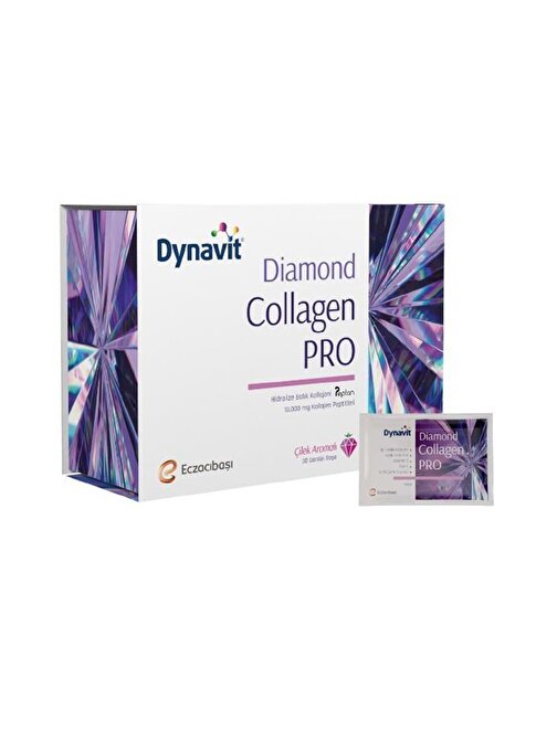 Dynavit Diamond Collagen Pro Çilek Aromalı Hidrolize Balık Kolajeni 30 Saşe