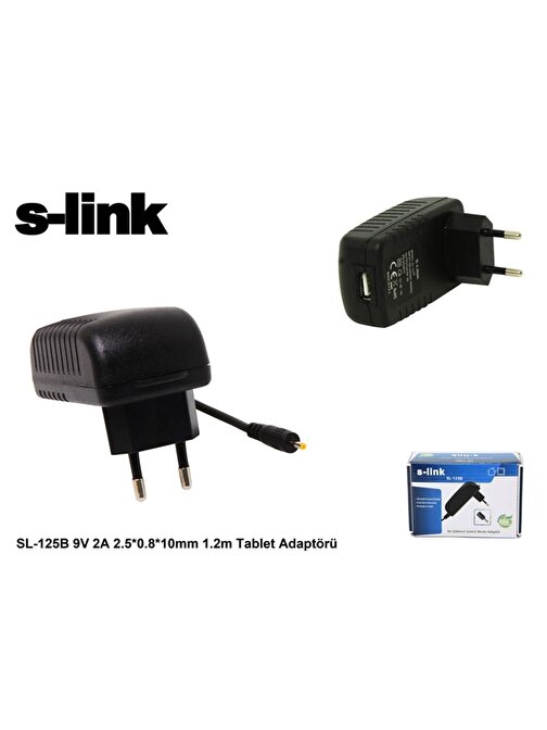 S-link SL-125B 9v 2a 2.5-0.8-10mm 1.2 Tablet Adaptörü