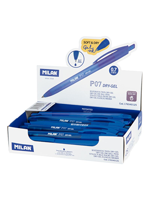 Milan 176540125 Dry-Gel P07 Mavi Gel Kalem - 25 Adet