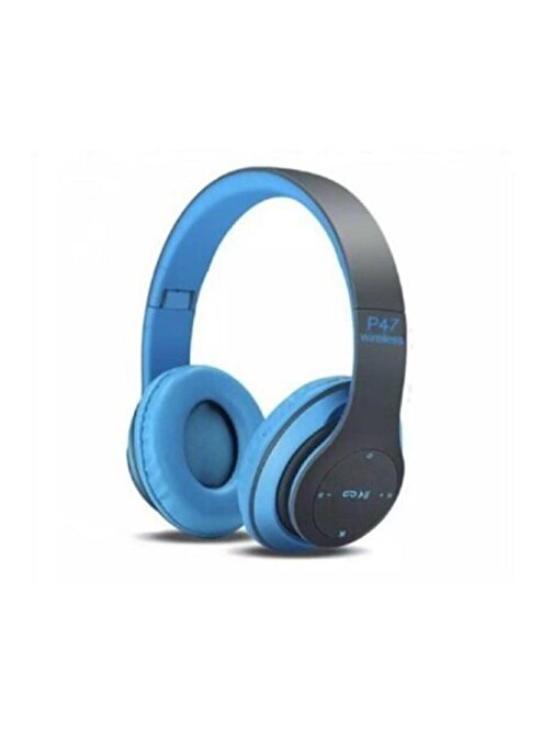 Megatech St-3 P47 Kablosuz Mikrofonlu Kulak Üstü Kulaklık Mavi