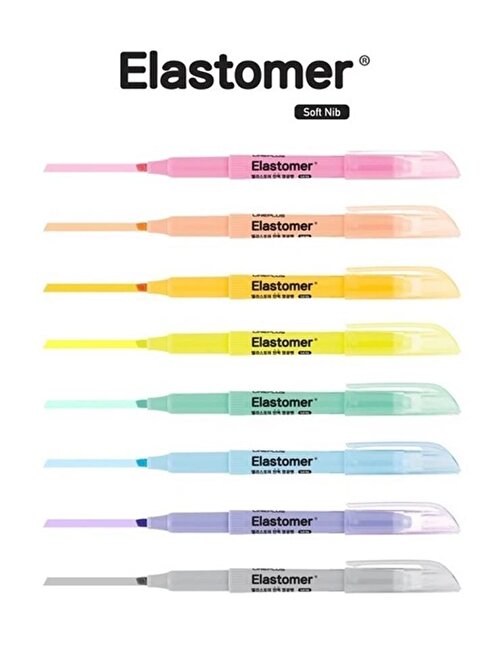 Elastomer Fosforlu Kalem Pastel Renkler 8'li İşaret Kalemi 8 Renk Fosforlu Kalem