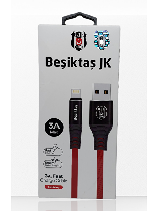 Beşiktaş Apple Beşiktaş Lisanslı 3A Lightning Type-C Hızlı Şarj Kablosu 1 m