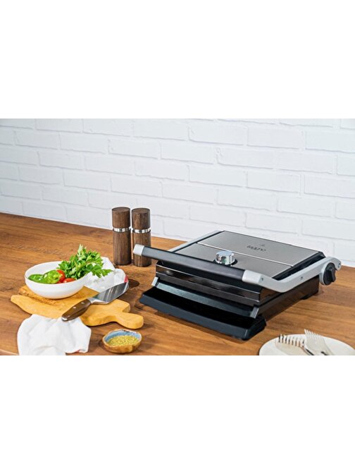 Leggno Gourmet Vega Döküm 1800 W Tost Makinesi Gri