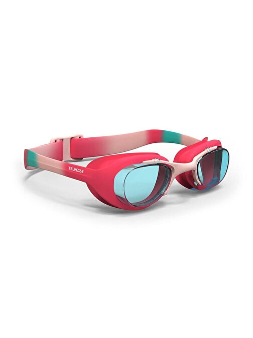 Nabaiji S Boy Unisex Yüzücü Gözlüğü Pembe Turkuaz Şeffaf Camlar
