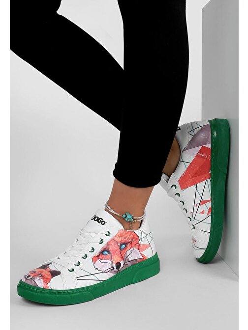 Kadın Vegan Deri Beyaz Sneakers - Red Fox Tasarım