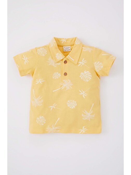Defacto Z7877A223Sm Erkek Bebek Tropikal Desenli Kısa Kollu Regular Fit Tişört Sarı 9 - 12 Ay
