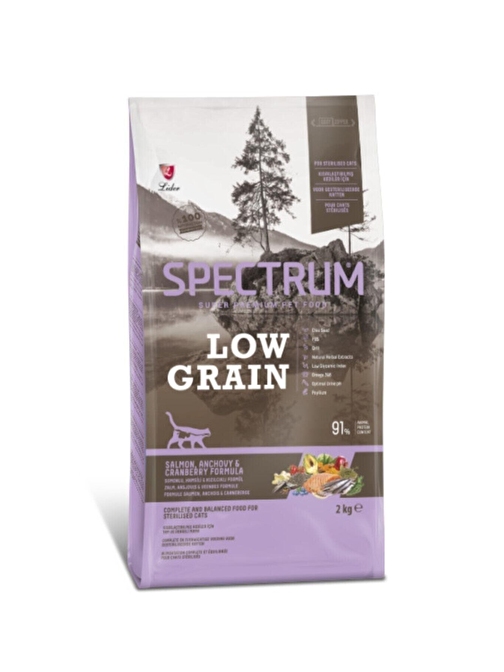 Spectrum Low Grain Kısırlaştırılmış Yetişkin Kedi Maması Somonlu&Hamsili&Kızılcıklı 2 Kg