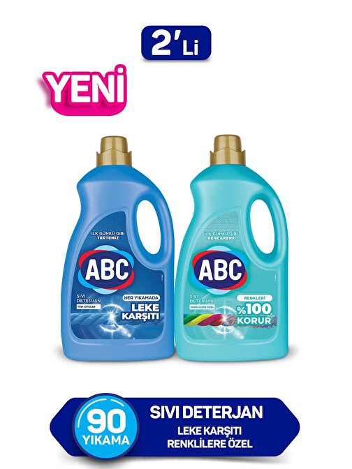 ABC Sıvı Çamaşır Deterjanı Leke Karşıtı& Renkliler 2 li