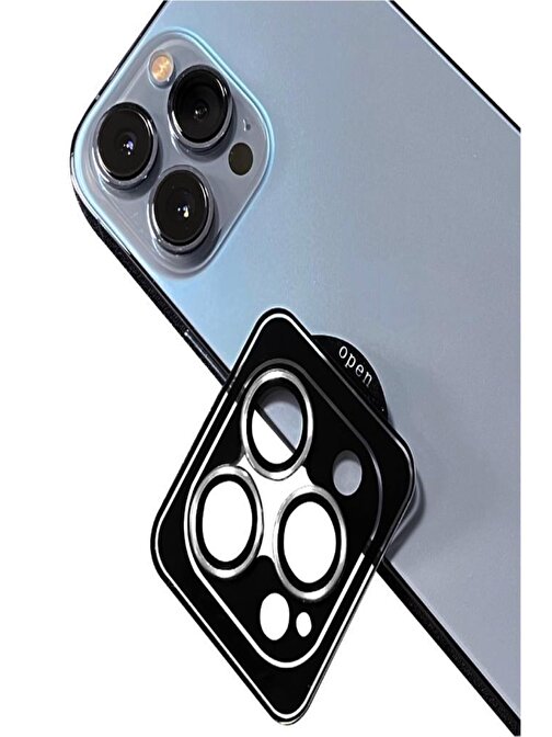 Musal CL-09 Apple iPhone 13 Pro Max Kolay Takma Aparatlı Kamera Lens Koruyucu Gümüş
