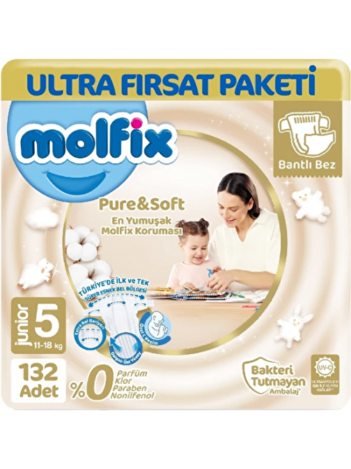 Molfix Pure &Amp; Soft 5 Numara Bebek Bezi 132 Adet