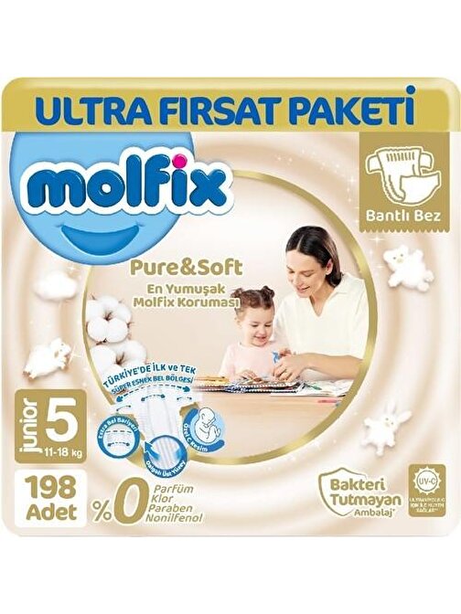 Molfix Pure &Amp; Soft 5 Numara Bebek Bezi 198 Adet