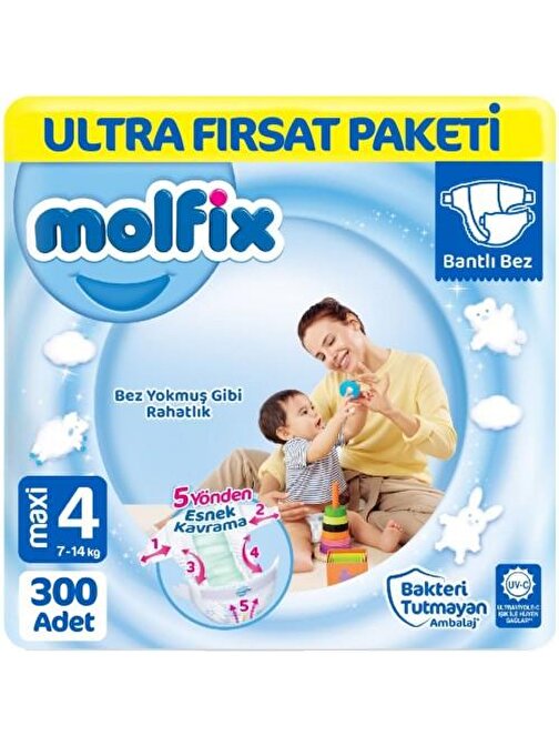 Molfix 4 Numara Ultra Fırsat Paketi Bebek Bezi 300 Adet