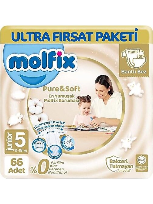 Molfix Pure &Amp; Soft 5 Numara Bebek Bezi 66 Adet
