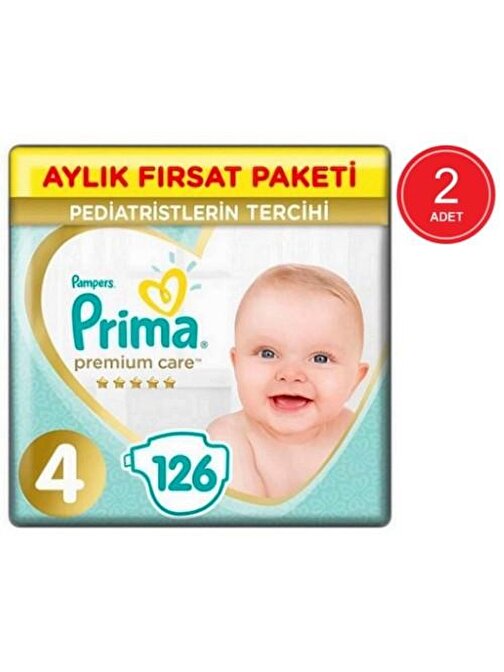 Prima Premium Care 4 Numara Aylık Fırsat Paketi Bebek Bezi 252 Adet