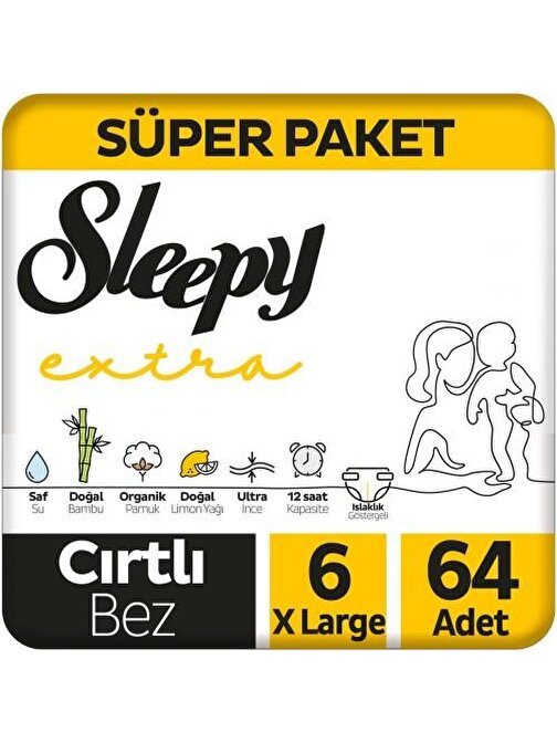 Sleepy Extra 15 - 25 kg 6 Numara Avantaj Paketi Bebek Bezi 64 Adet