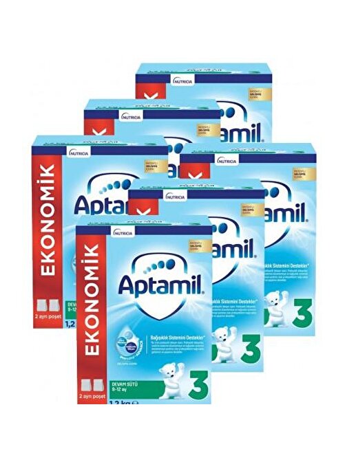 Aptamil 3 Yeni Formül Balık Yağı Laktoz Devam Sütü 6x1200 gr 0-6 Ay