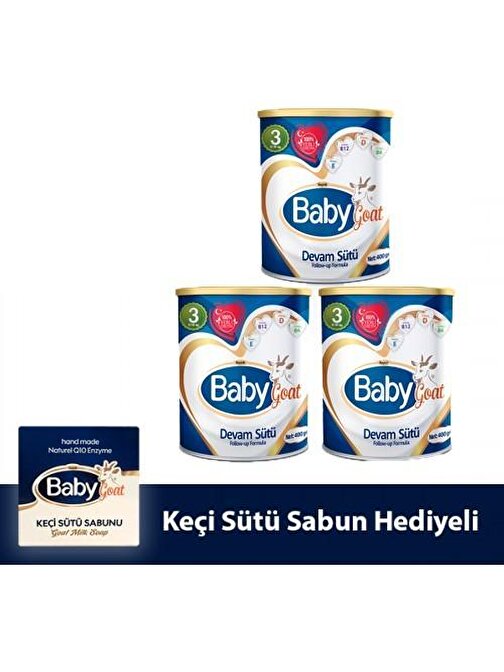 Baby Goat 3 Keçi Sütü Bazlı Laktozsuz Devam Sütü 3x400 gr Sabun Hediyeli