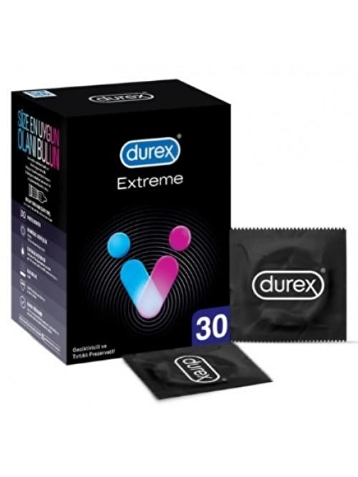 Durex Rezervuar Uçlu Kayganlaştırıcı Geciktirilici Tırtıklı Prezervatatif Kalın 30 Adet Prezervatif