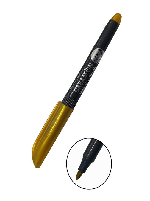 Lineplus Grafik Kalemi ve Davetiye Kalemi Metalik Altın Sarı Lineplus Dreamon 1 Adet 0.5-2.0 mm Metallic Brush