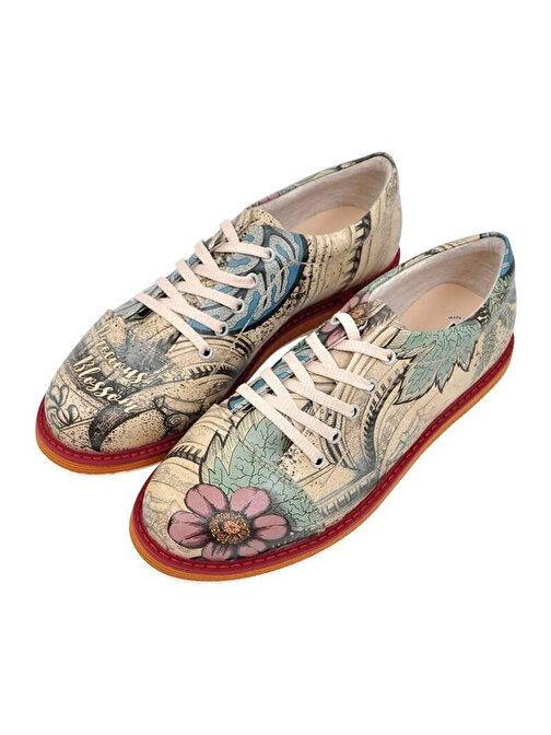 Kadın Vegan Deri Bej Günlük Ayakkabı - Precious Blossom Tasarım