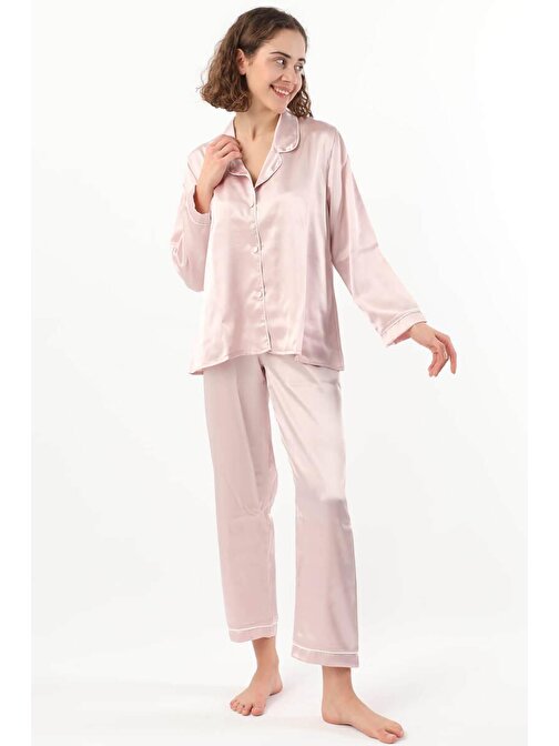 Pierre Cardin Kadın Biyeli Saten Pijama Takımı